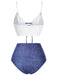 Bikini dentelle lacets col licou faux jean bleu 1940s