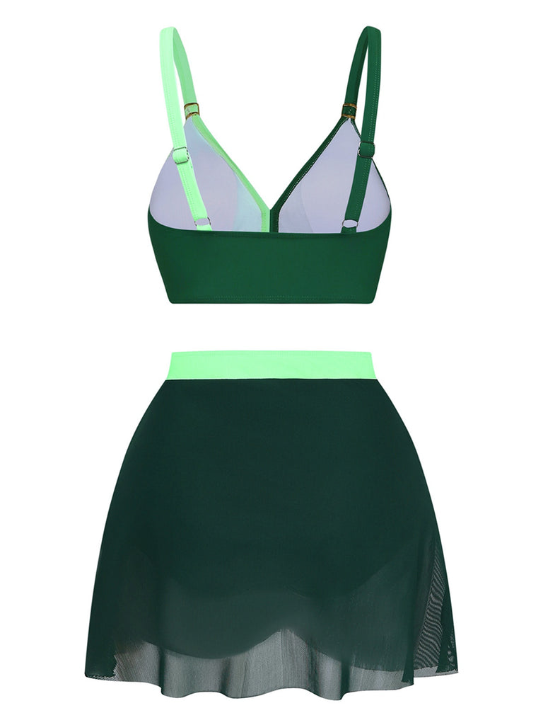 Ensemble bikini maille froncée dos croisé 1950s