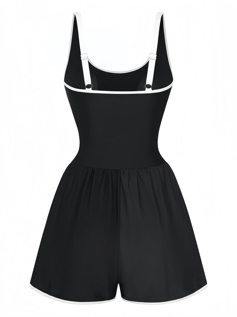 [Prévente] Maillot de bain une pièce tankini à fleurs noires années 1940