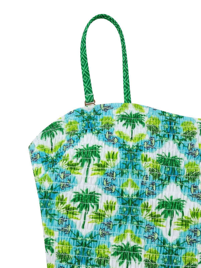 Maillot de bain imprimé cocotier tropical années 1960
