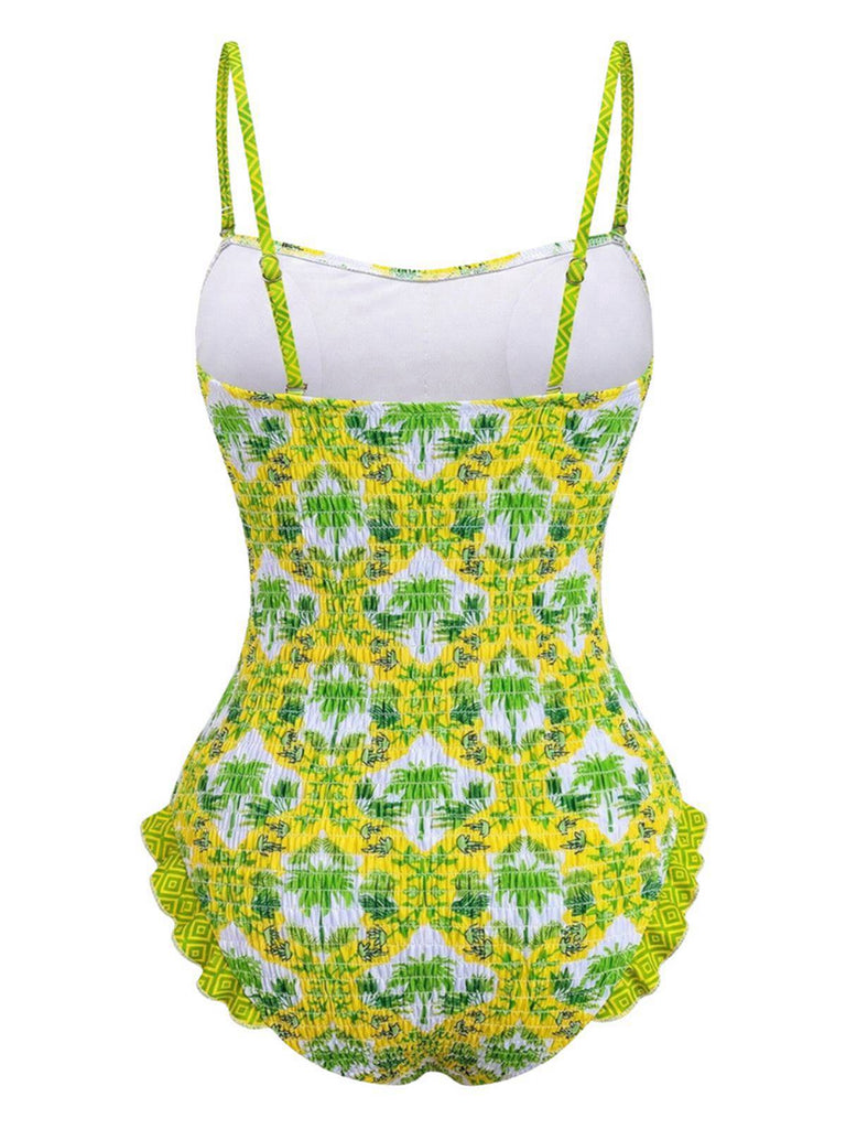 Maillot de bain imprimé cocotier tropical années 1960