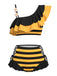 Ensemble bikini à rayures abeilles et volants marguerite 3D années 40