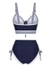 Ensemble bikini à lacets rayé bleu style nautique années 1940