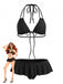 Noir Volant à Lacets à Pois Ensemble Bikini Années 1950