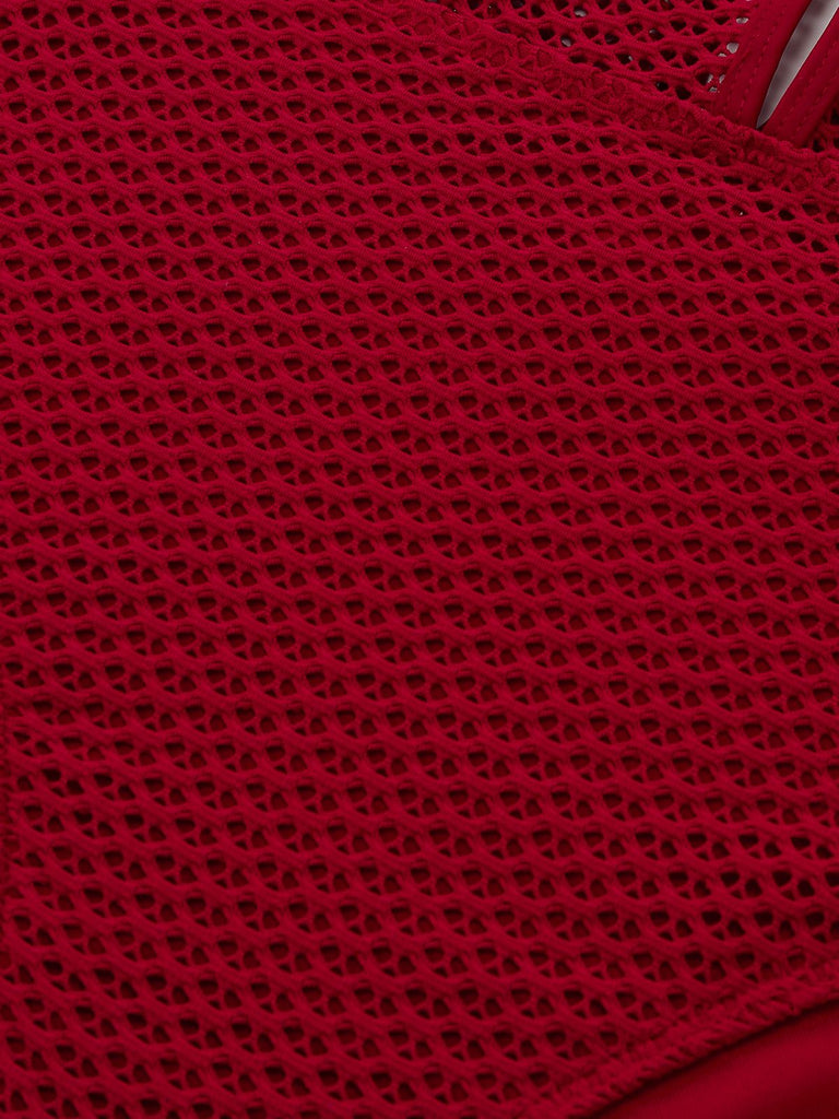 Ensemble maillot de bain dos nu en maille crochetée décolleté en V profond années 1950
