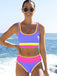 3PCS Contraste de Couleur Zigzag Bordure Ensemble Tankini & Cache-Maillot Années 1950 9