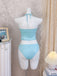 Bleu Ciel Halter Volant Nœud Pailleté Ensemble Tankini Années 1950 8