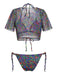 Maillot de Bain 2PCS Noir Camo & en Filet Crop Années 1960 2