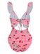Rouge à Carreaux Cerise à Volants Décolleté Cœur Maillot de Bain Une Pièce Années 1950 3