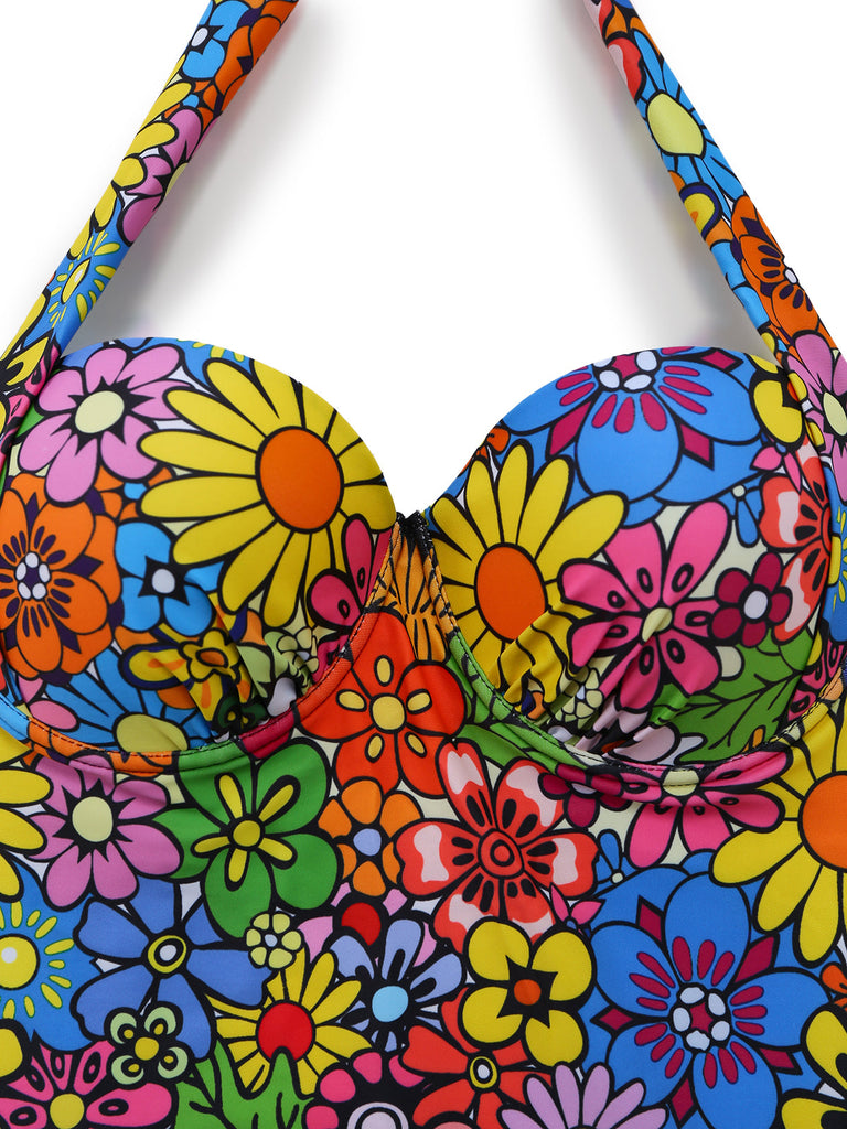 Marguerite Halter Coloré Ensemble Tankini Années 2000 4