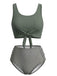 Ensemble Tankini Vert Olive Taille Haute Années 1940