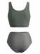 Ensemble Tankini Vert Olive Taille Haute Années 1940