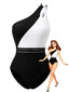 Maillot de bain asymétrique uni colorblock années 60