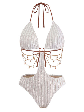 Maillot de Bain Uni Métal Chaîne Découpé Années 1930