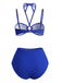 Ensemble Bikini Bleu Orchidée & Paréo Jaune Années 1980