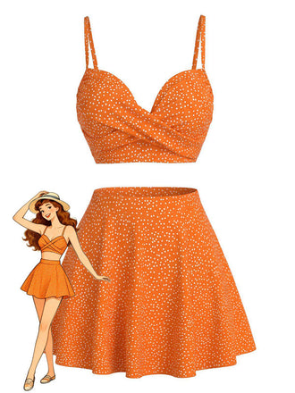 Ensemble bikini taille haute à pois et cache-maillot années 50