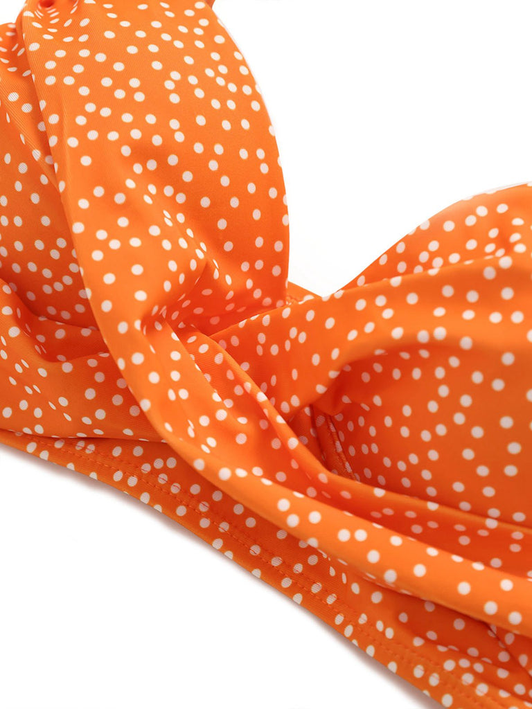 Ensemble bikini taille haute à pois et cache-maillot années 50