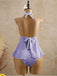 Ensemble tankini violet halter en V profond années 1950