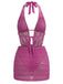 Rose Rouge Halter Découpé Ensemble Bikini & Cache-Maillot Années 1950 3