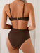 Ensemble Bikini Marron à Décor Coquillage Métallique Années 70