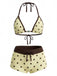 Tie Halter Perlé à Pois Maillot de Bain Set Années 1950 2