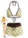 Tie Halter Perlé à Pois Maillot de Bain Set Années 1950