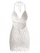 Cache-maillot blanc sequins ajourés crochet années 1960