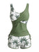 Set Tankini à Palmiers Croisé Color Block Années '50 3