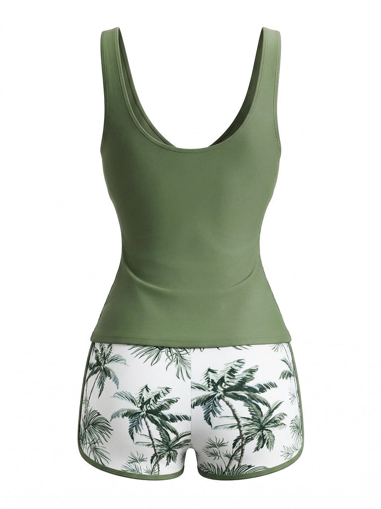 Set Tankini à Palmiers Croisé Color Block Années '50 4