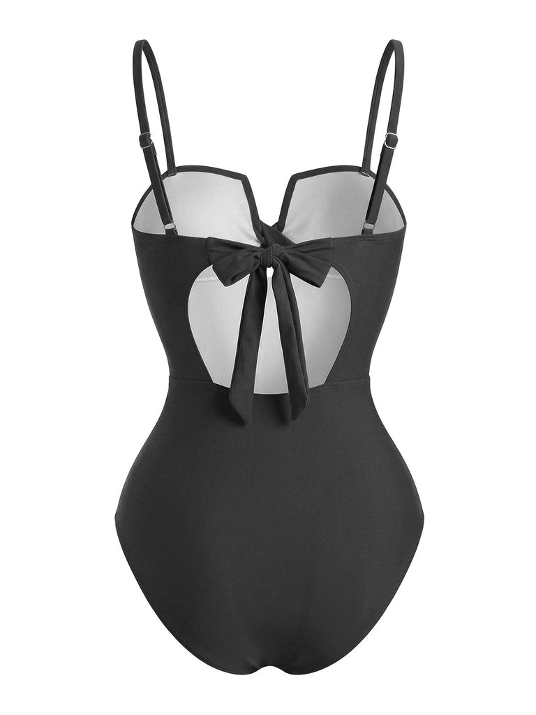 Maillot de Bain Torsadé Devant Tropical Leaf Imprimé Une Pièce Années 1950 6
