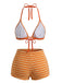 2PCS Bikini et short rayés pink années 1950