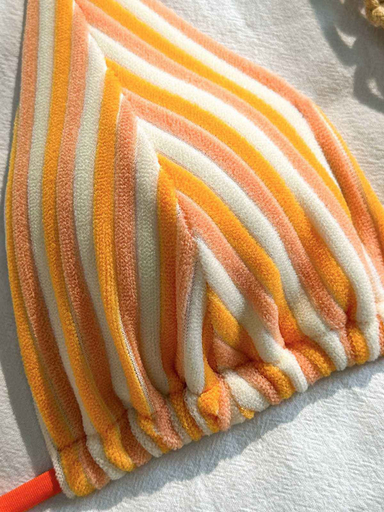 2PCS Bikini et short rayés pink années 1950