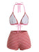 2PCS Bikini et short rayés pink années 1950