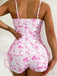 Tankini Rose À Motif Toile De Jouy Années 1950