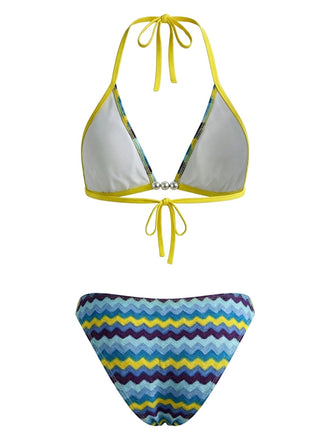 Maillot de Bain Chevron Perle Triangle Multicolore Années 1950 2