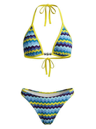 Maillot de Bain Chevron Perle Triangle Multicolore Années 1950