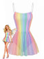 [Prévente] Maillot de bain une pièce multicolore rayures arc-en-ciel années 1940