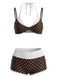 [Prévente] Maillot de Bain à Pois Double Couche Marron Années 1950