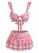 Bikini à Volants Fleurs avec Dentelle Années 1940