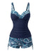 Tankini Vert bohème col V bretelles années 70