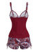 Tankini Vert bohème col V bretelles années 70