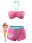 Bikini Rose Col Licou Imprimé Floral Années 1980