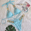 Ensemble Bikini Halter Taille Haute Bleu Années 1980 5