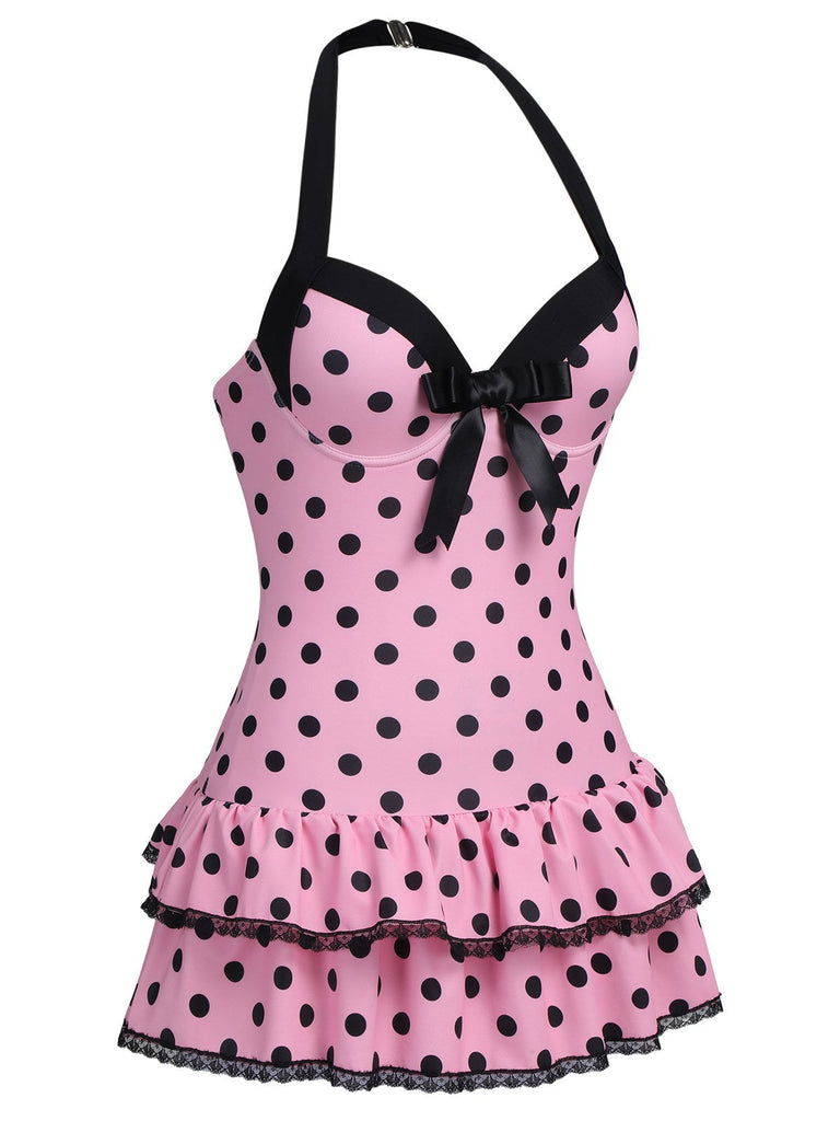[Grande taille] Maillot de bain Hater vert clair à pois des années 1940
