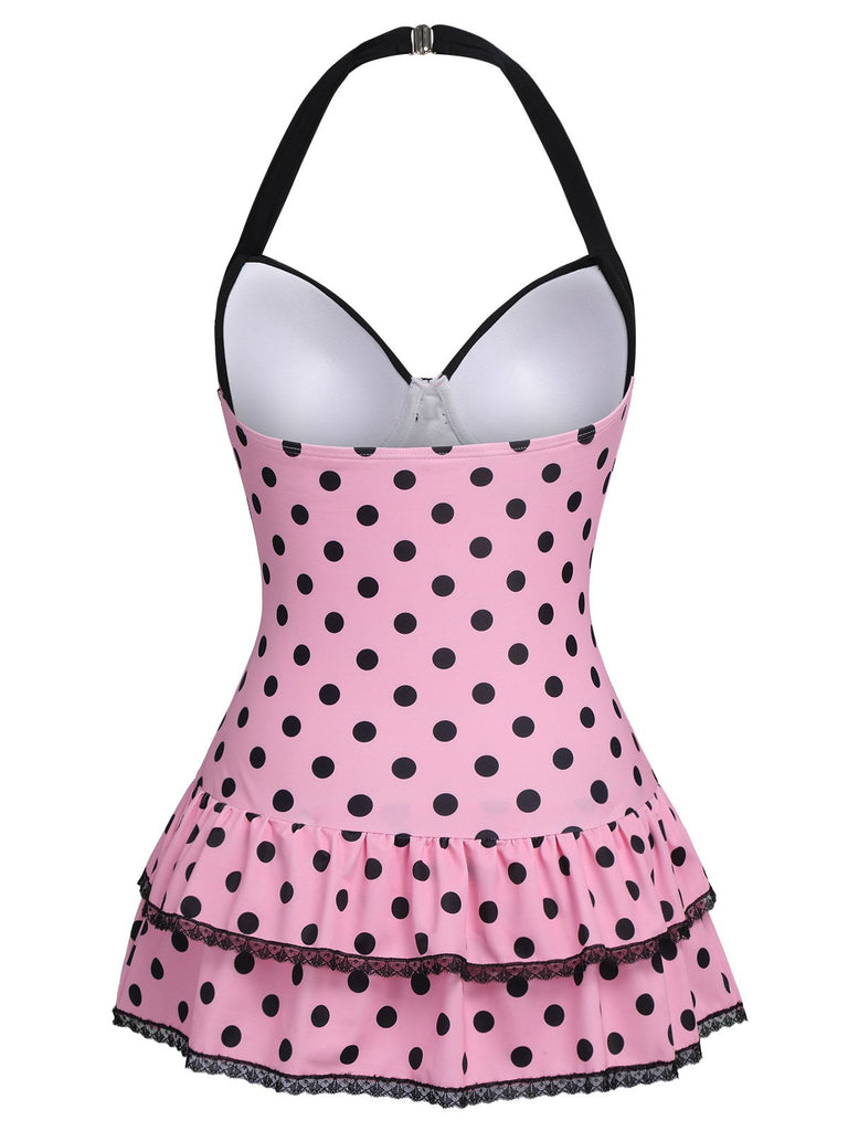 [Grande taille] Maillot de bain Hater vert clair à pois des années 1940