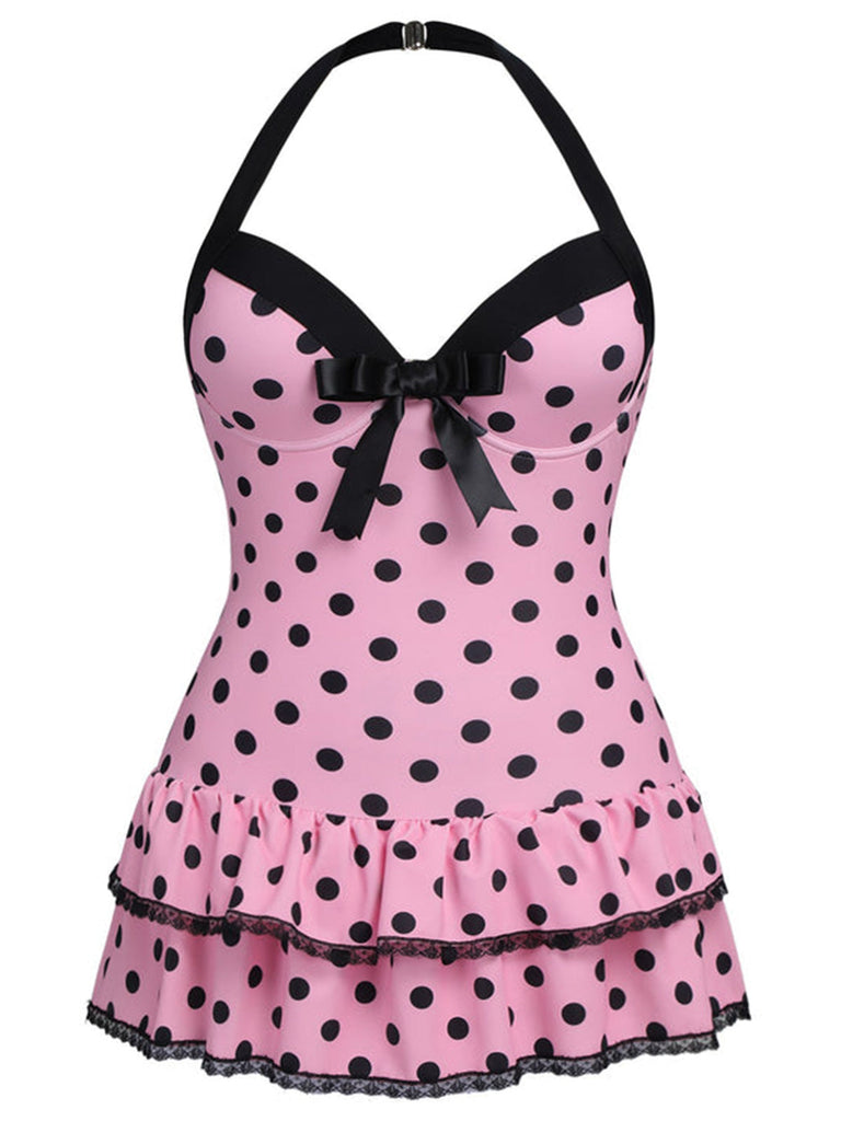 [Grande taille] Maillot de bain Hater vert clair à pois des années 1940