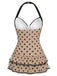 Maillot de bain une pièce rose à pois et nœud des années 1940