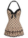 Maillot de bain une pièce rose à pois et nœud des années 1940