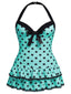 [Grande taille] Maillot de bain Hater vert clair à pois des années 1940