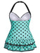 [Grande taille] Maillot de bain Hater vert clair à pois des années 1940